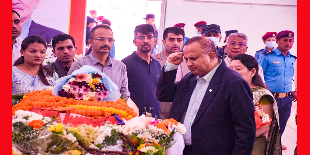 संविधानसभाका अध्यक्ष एवं पार्टी उपाध्यक्ष सुवासचन्द्र नेम्वाङप्रति अन्तिम श्रद्धाञ्जली अर्पण
